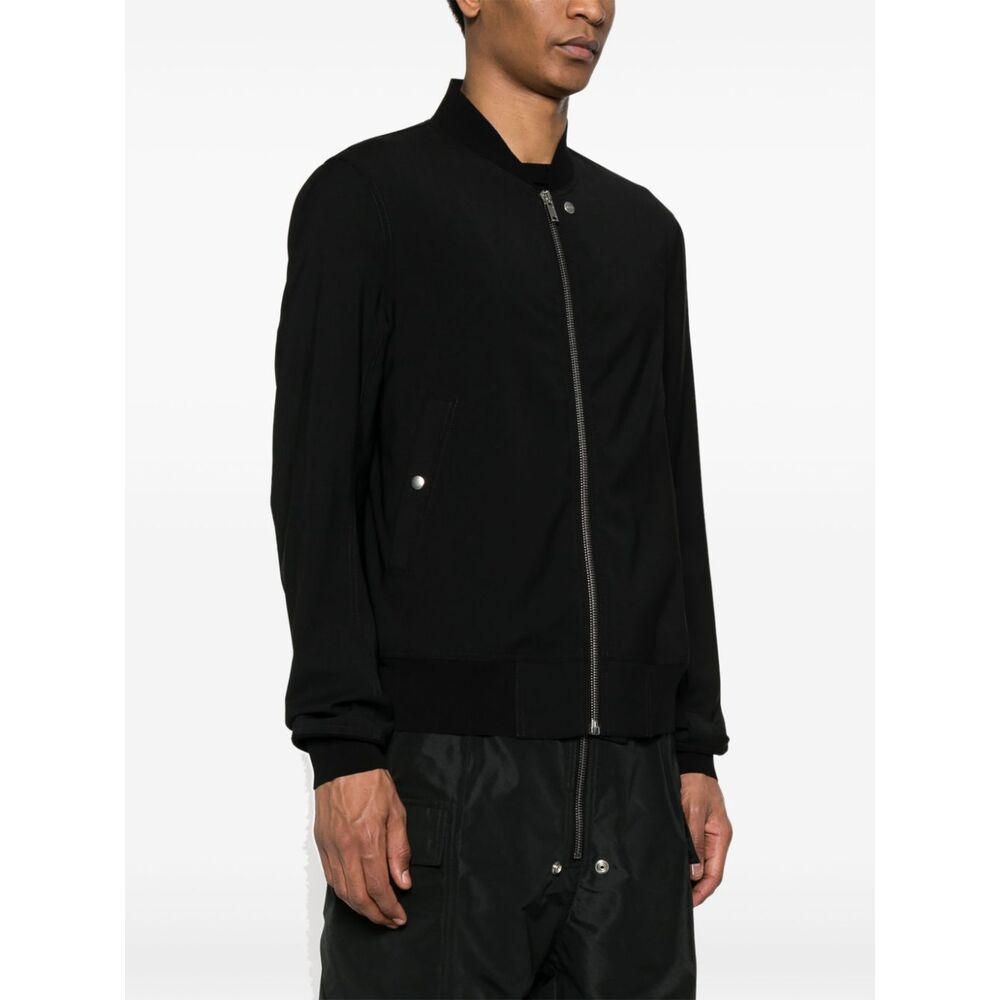 Rick Owens Crepe Wool Bomber Jacket In Black