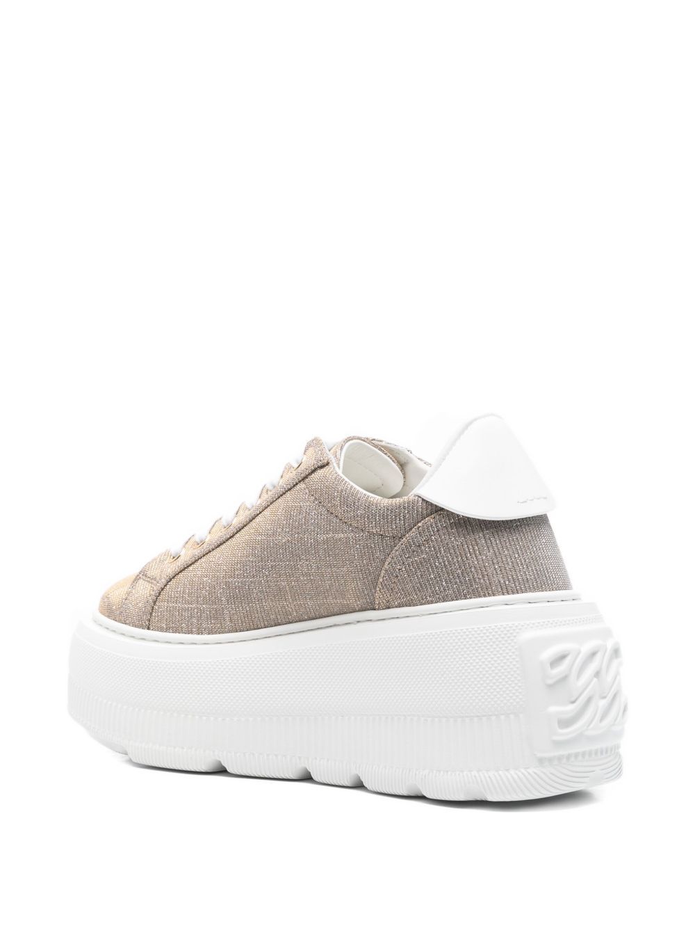 Casadei Low Top Platform Sneakers With Metallic Finish In Gold