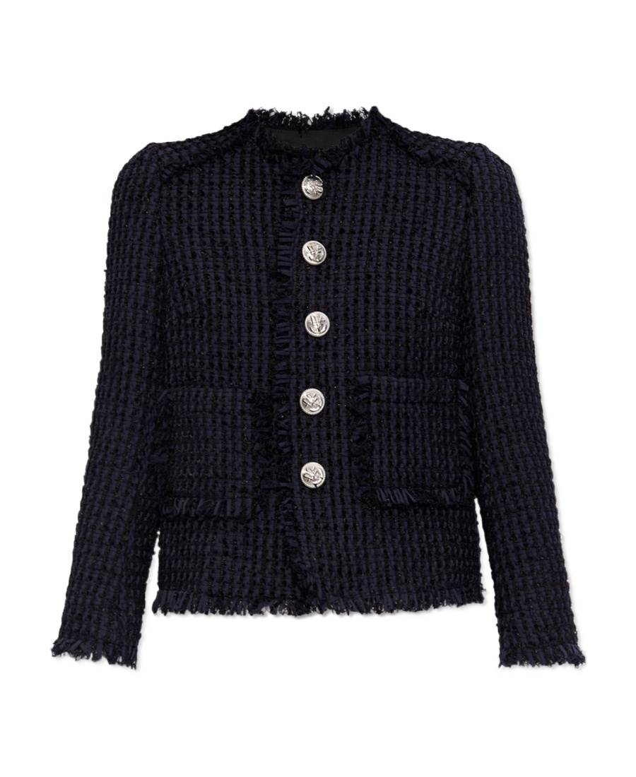 Dsquared2 Manhattan Bouclé Jacket With Adjustable Straps In Black