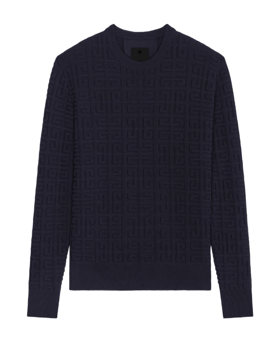 Givenchy Monogram-pattern Crew Neck Jumper In Blue