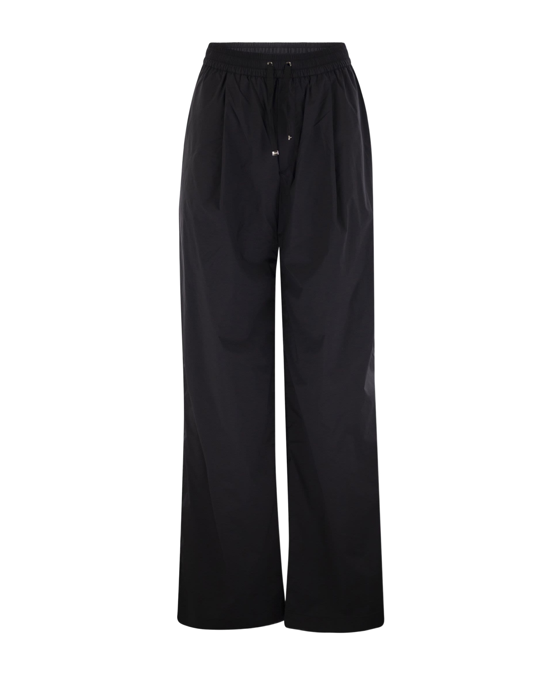 Herno Blue Pants With Elastic Drawstring Waist In Tech Fabric Woman In Black