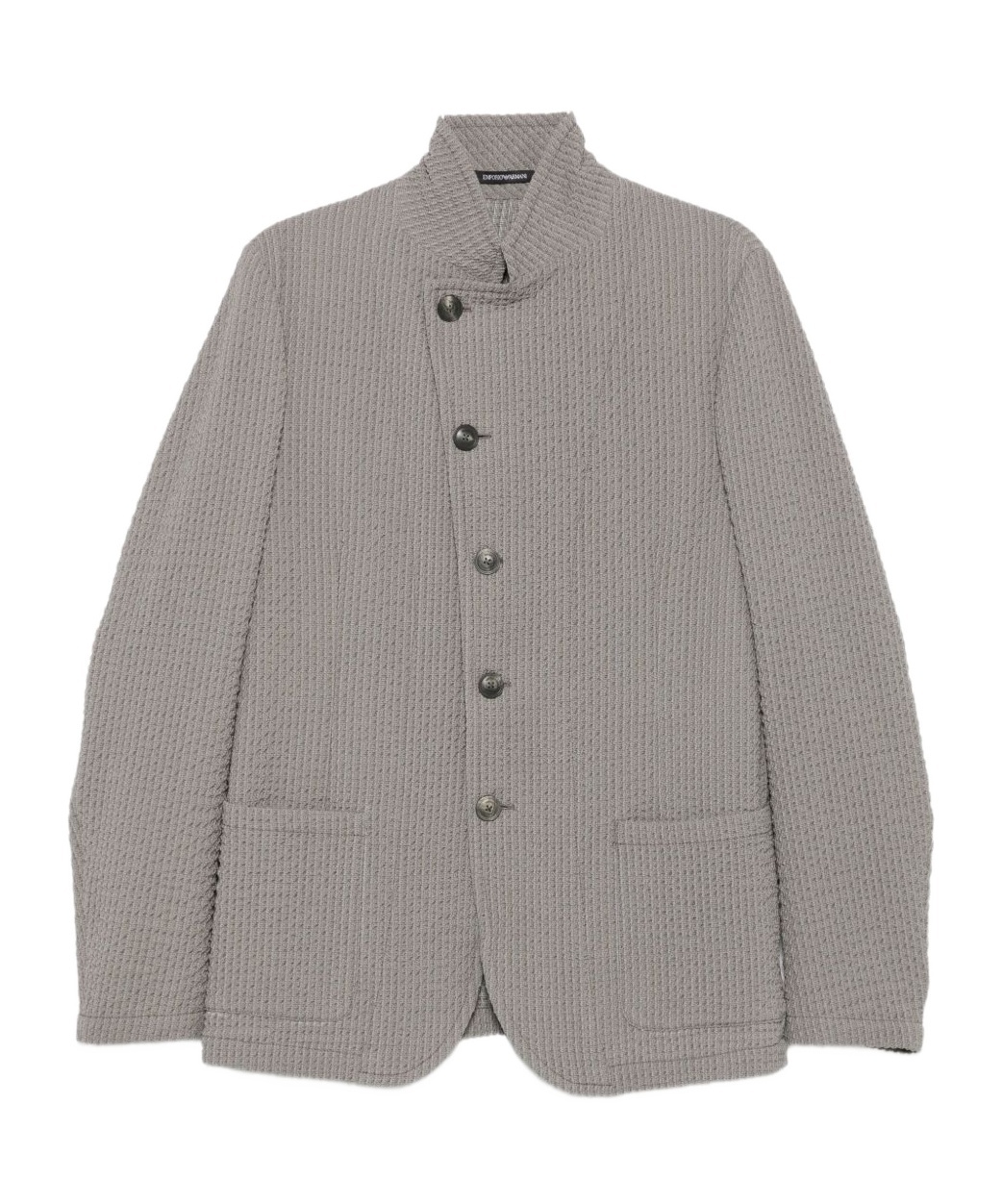 Emporio Armani Virgin Wool Blend Textured Fabric Jacket In Gray