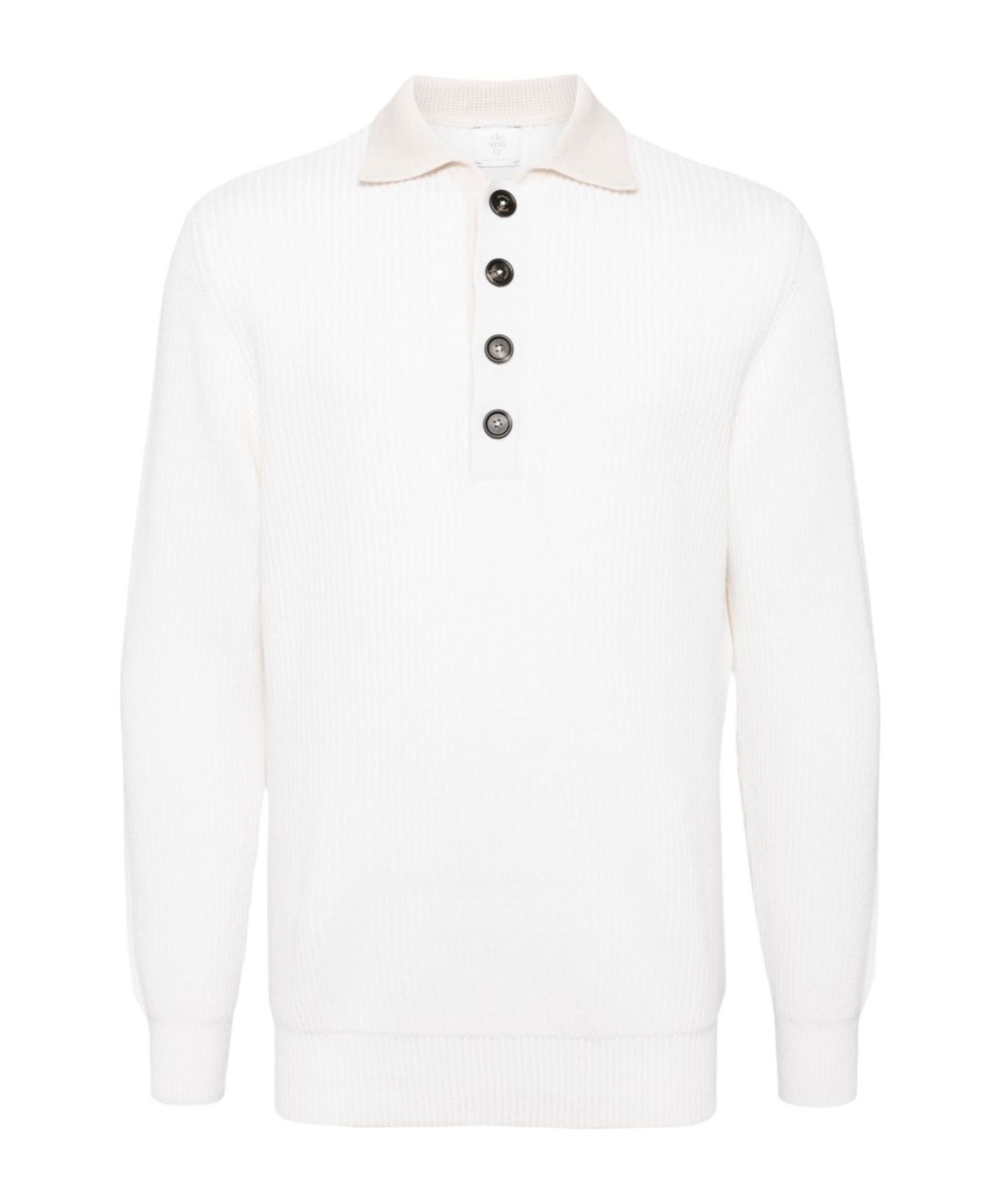 Eleventy Long-sleeved Polo Sweater In White