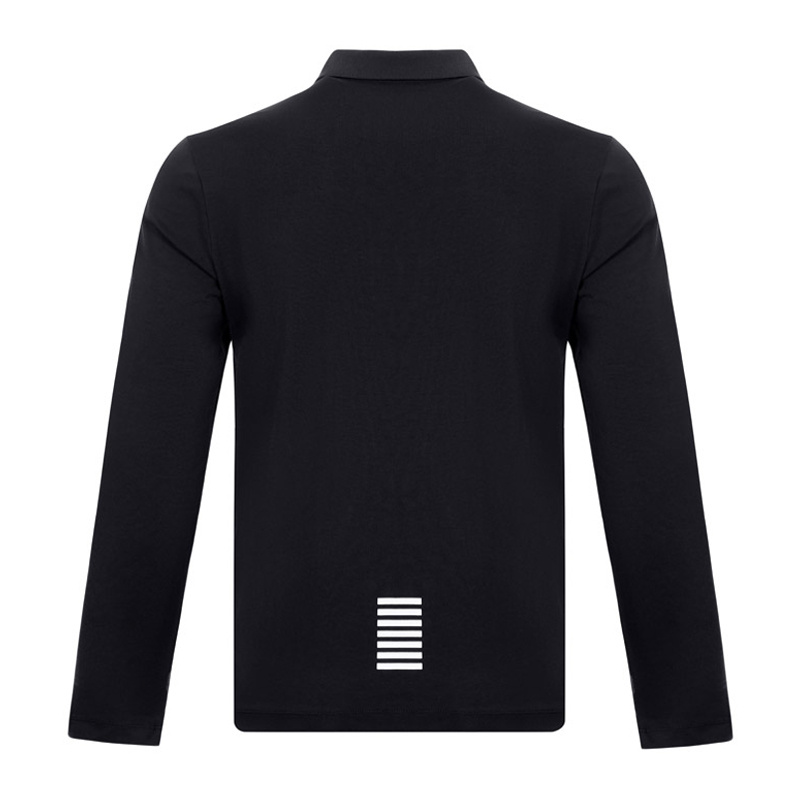 Emporio Armani Long-sleeved Polo Shirt In Black
