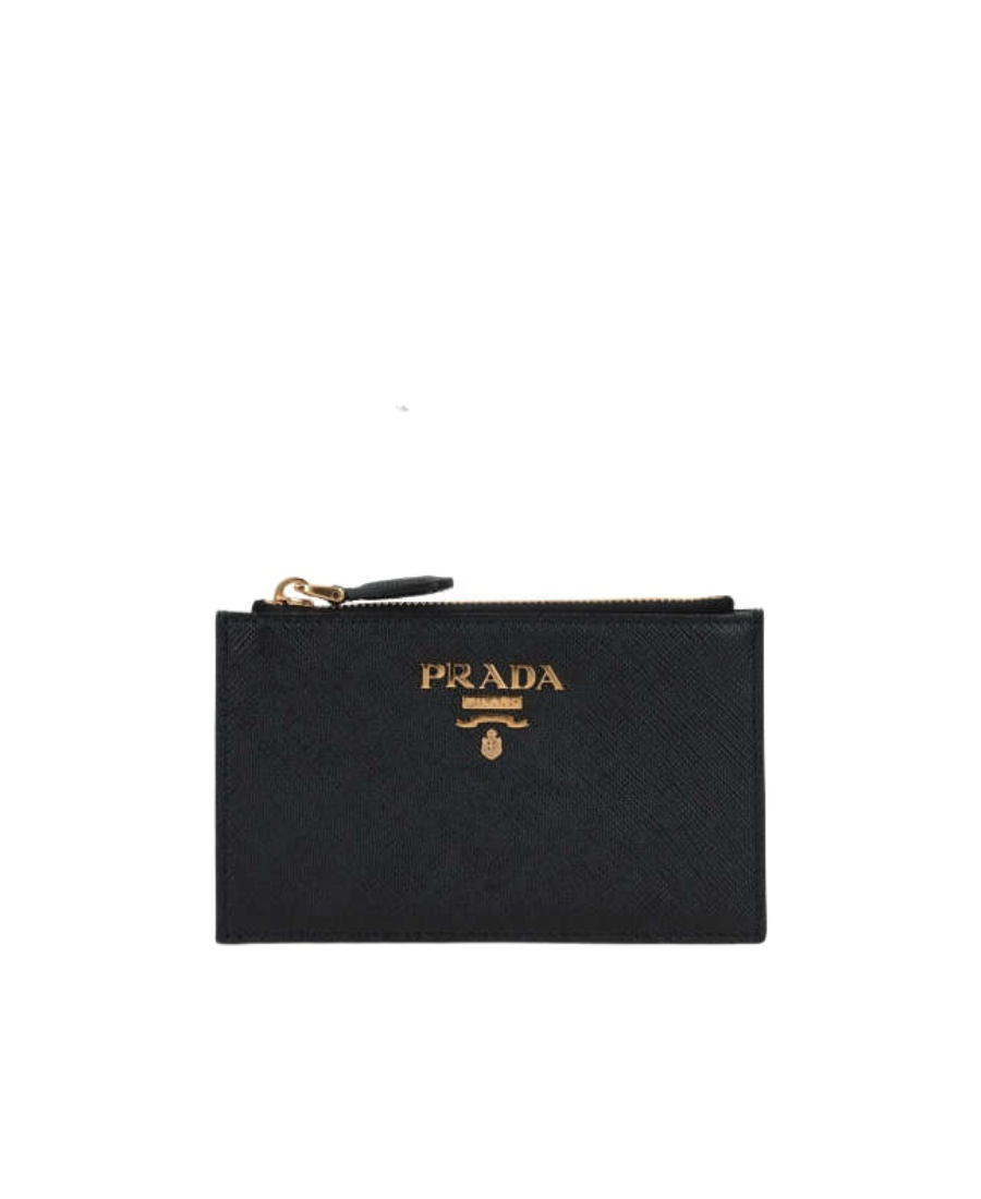 Prada Logo-plaque Leather Wallet In Black
