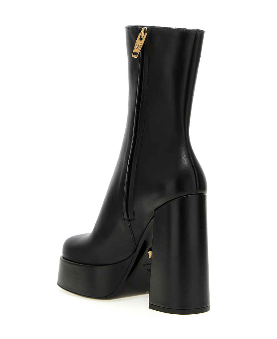 Shop Versace Zip-up Platform Ankle Boots In Black