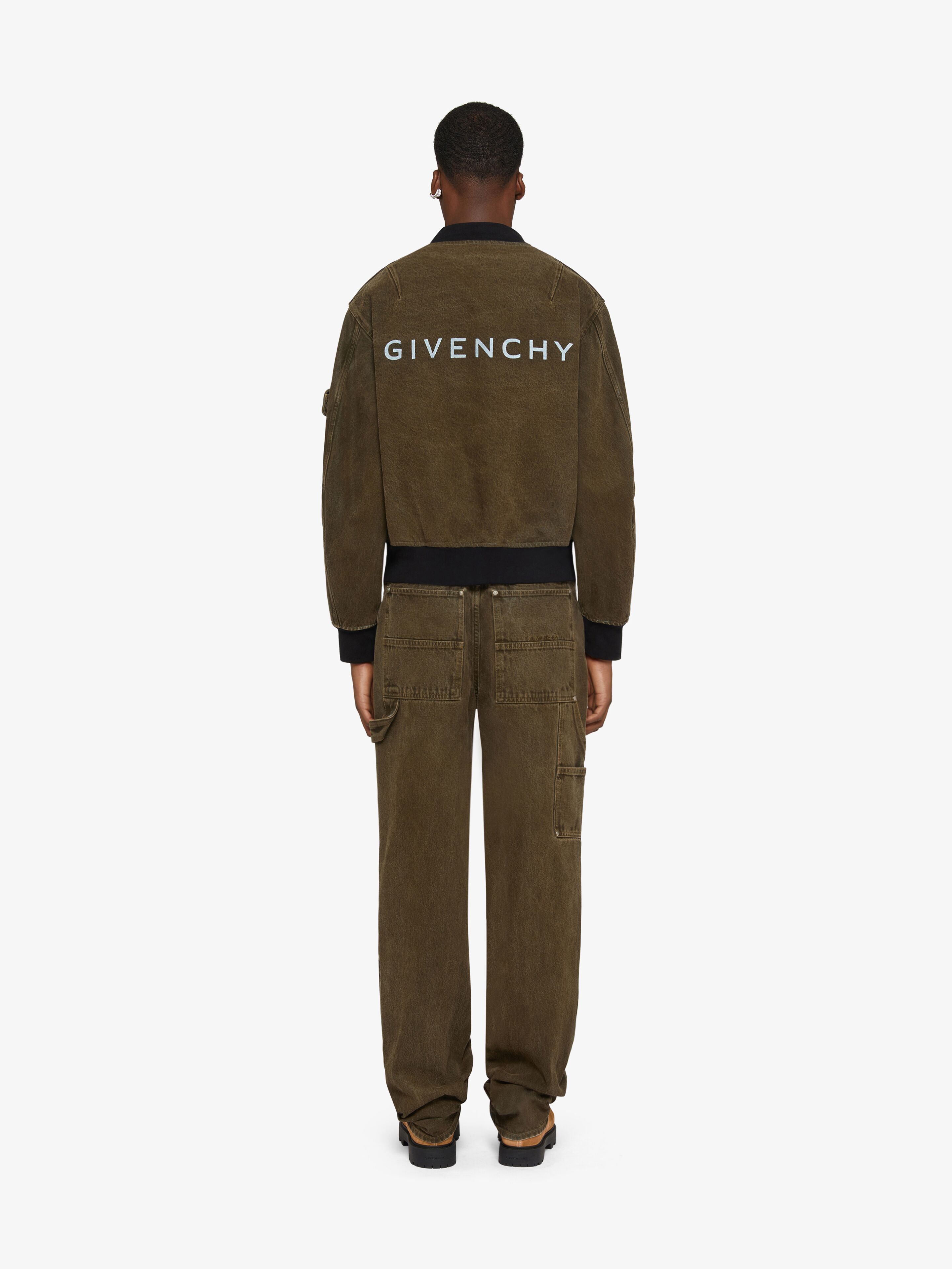Givenchy Reversible Denim Bomber Jacket In Green
