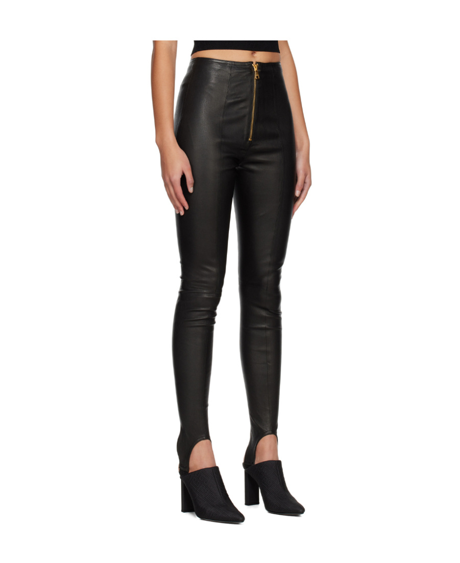 BALMAIN GRAIN ZIPPER LEGGINGS