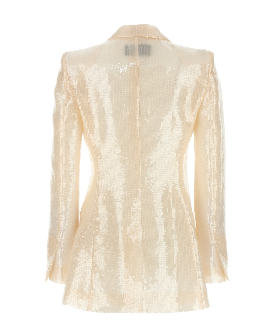 Alberta Ferretti Sequin Embellished Single-breasted Blazer In Nude