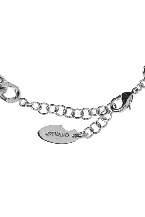 Off-white Pearl Cross Bracelet In Metallic