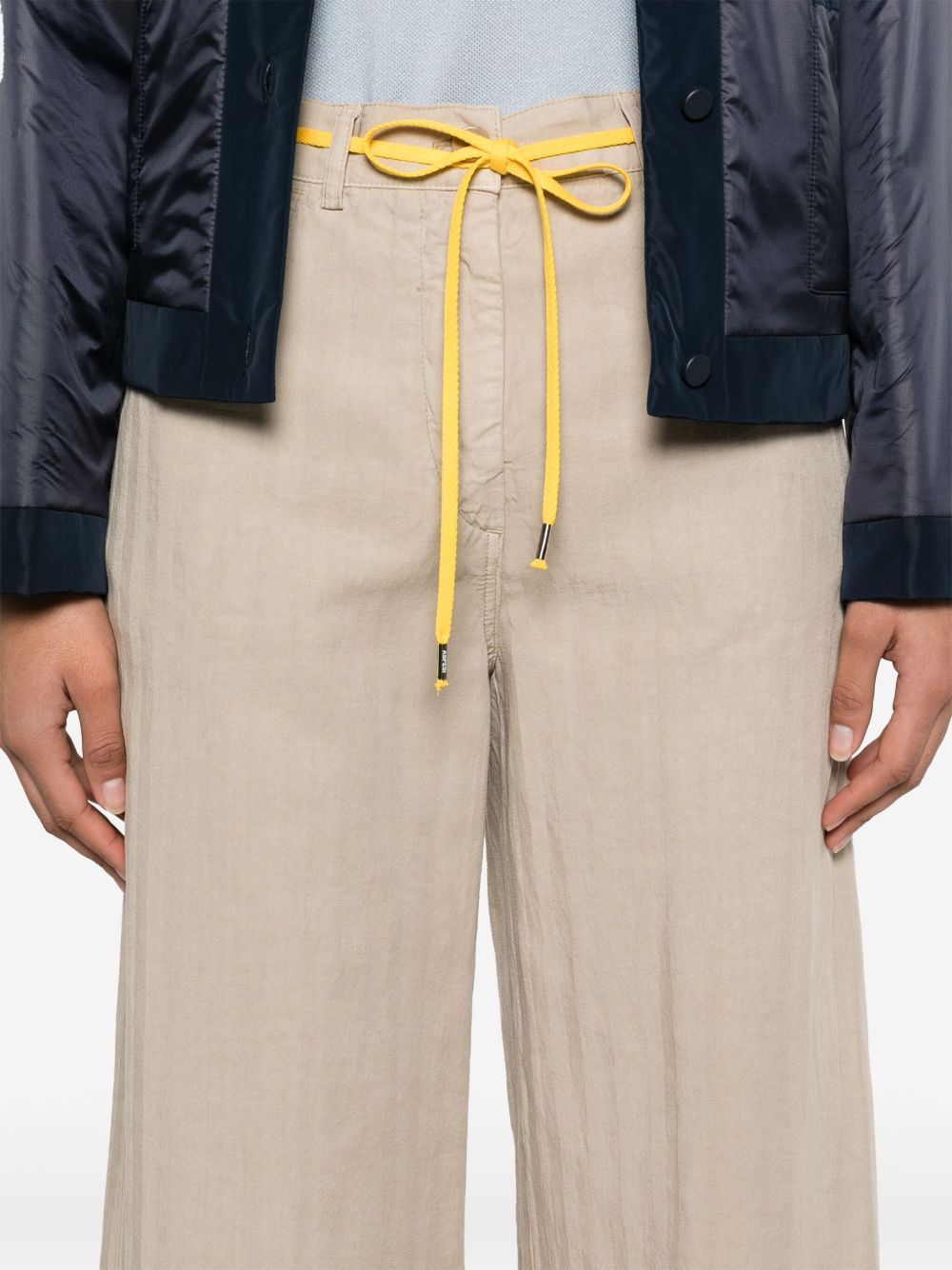 Aspesi Striped Wide-leg Trousers In Brown