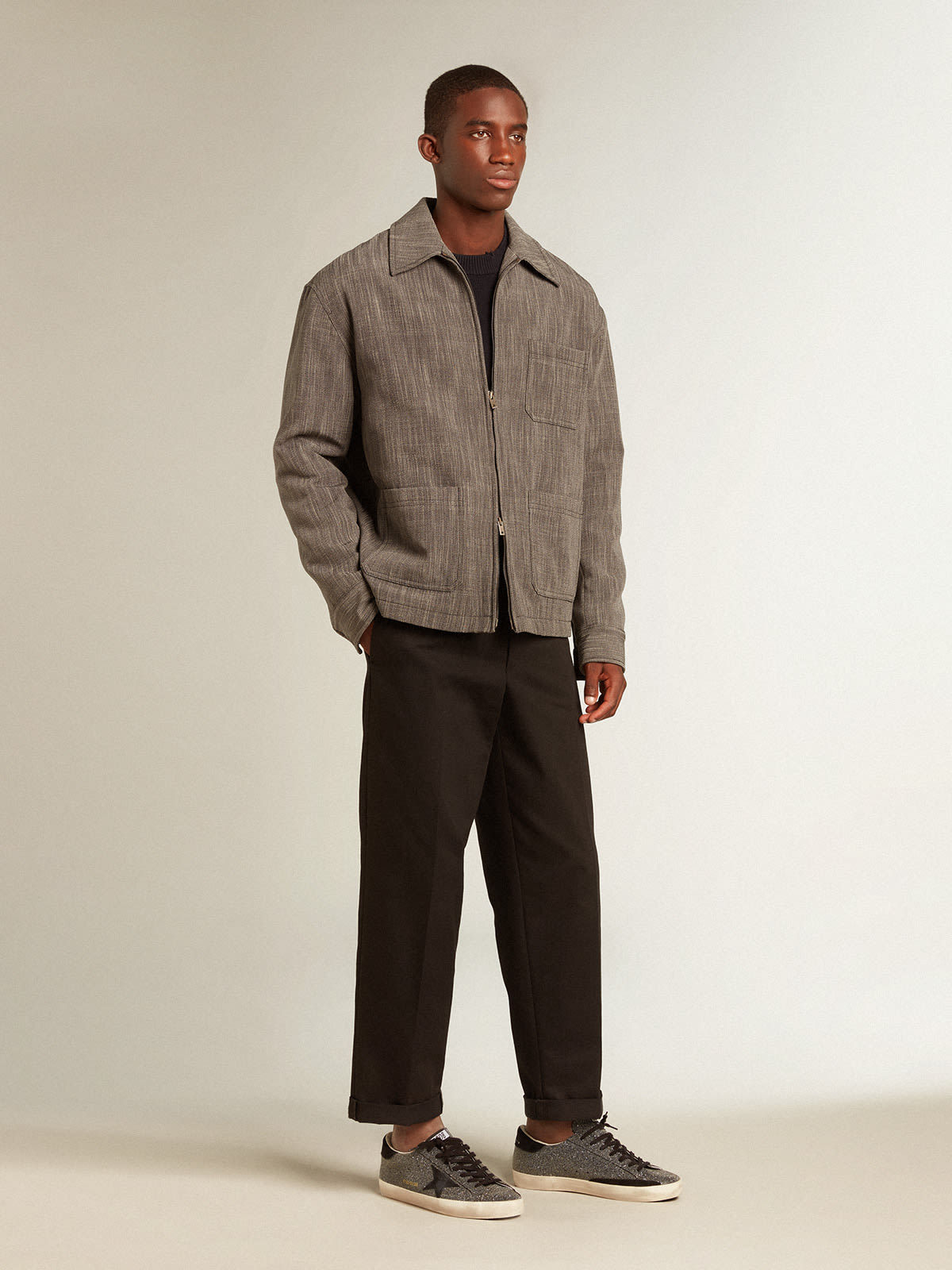 Golden Goose Mens Wool Blend Coach Jacket In Black