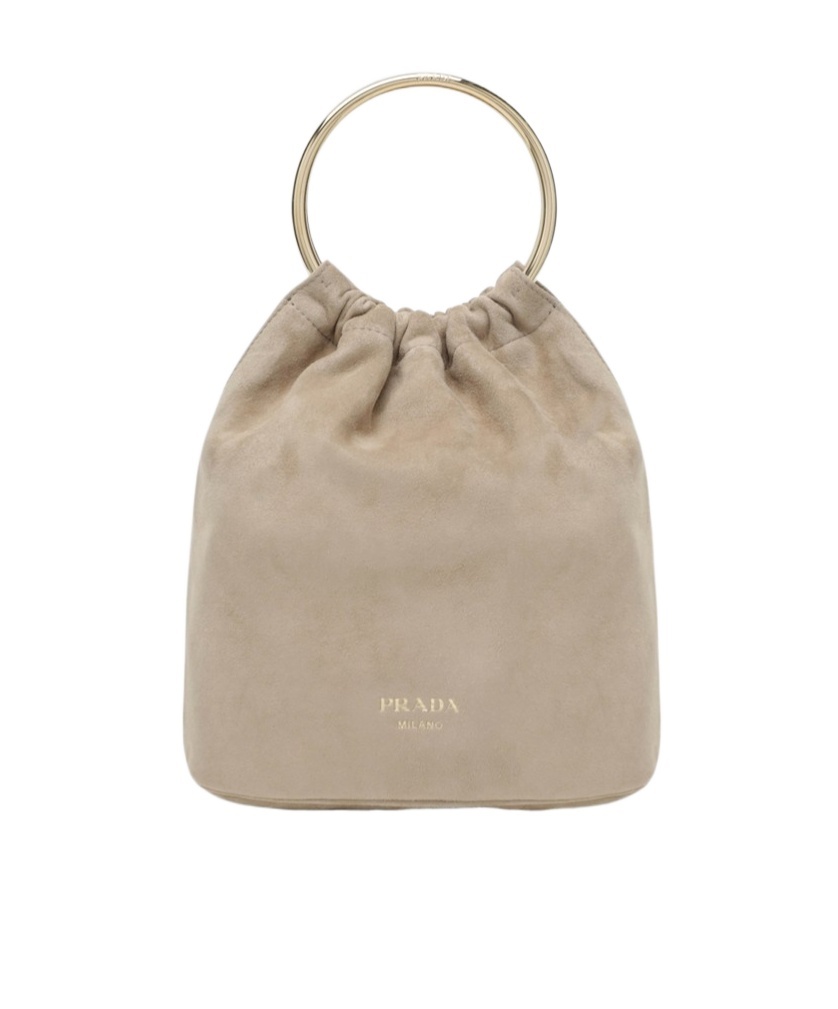 Prada Mini Bucket Bag In Desert Suede