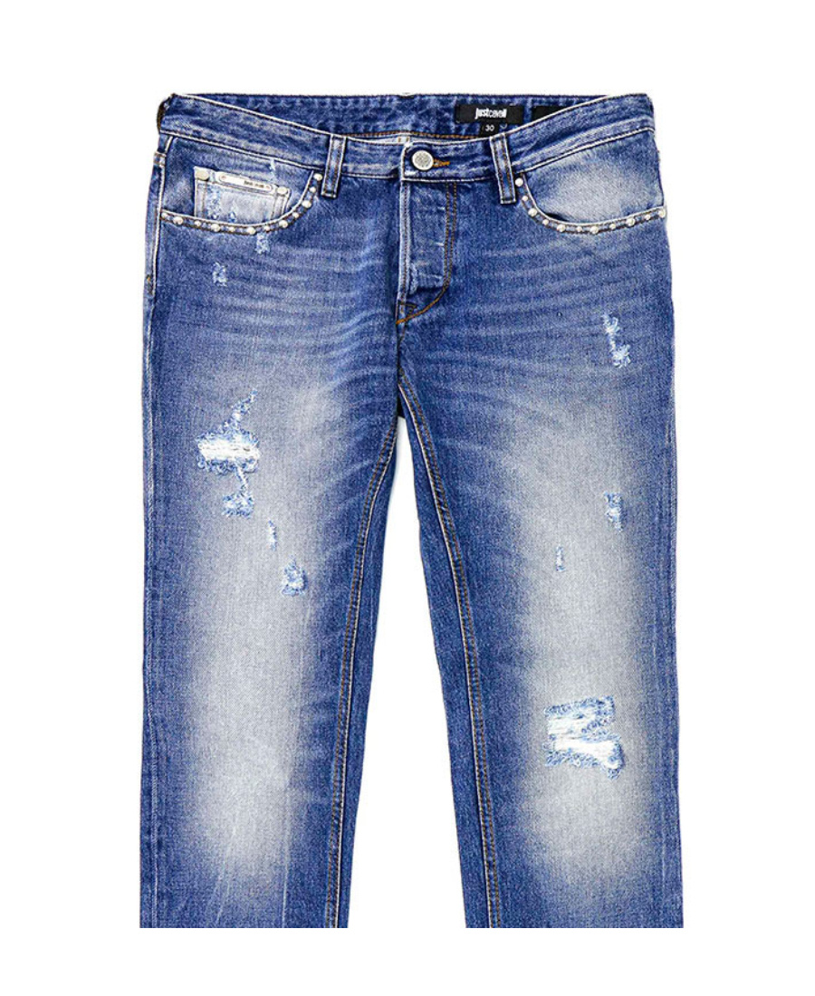 JUST CAVALLI RIPPED JEANS WITH DETAILS