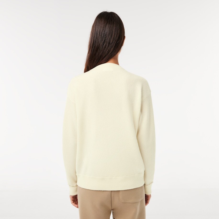 Lacoste Long-sleeved Wool Sweater In Neutral