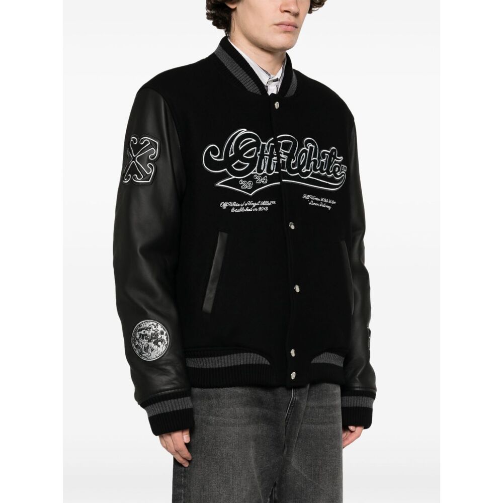 Off-white Moon Embroidered Bomber Jacket In Black