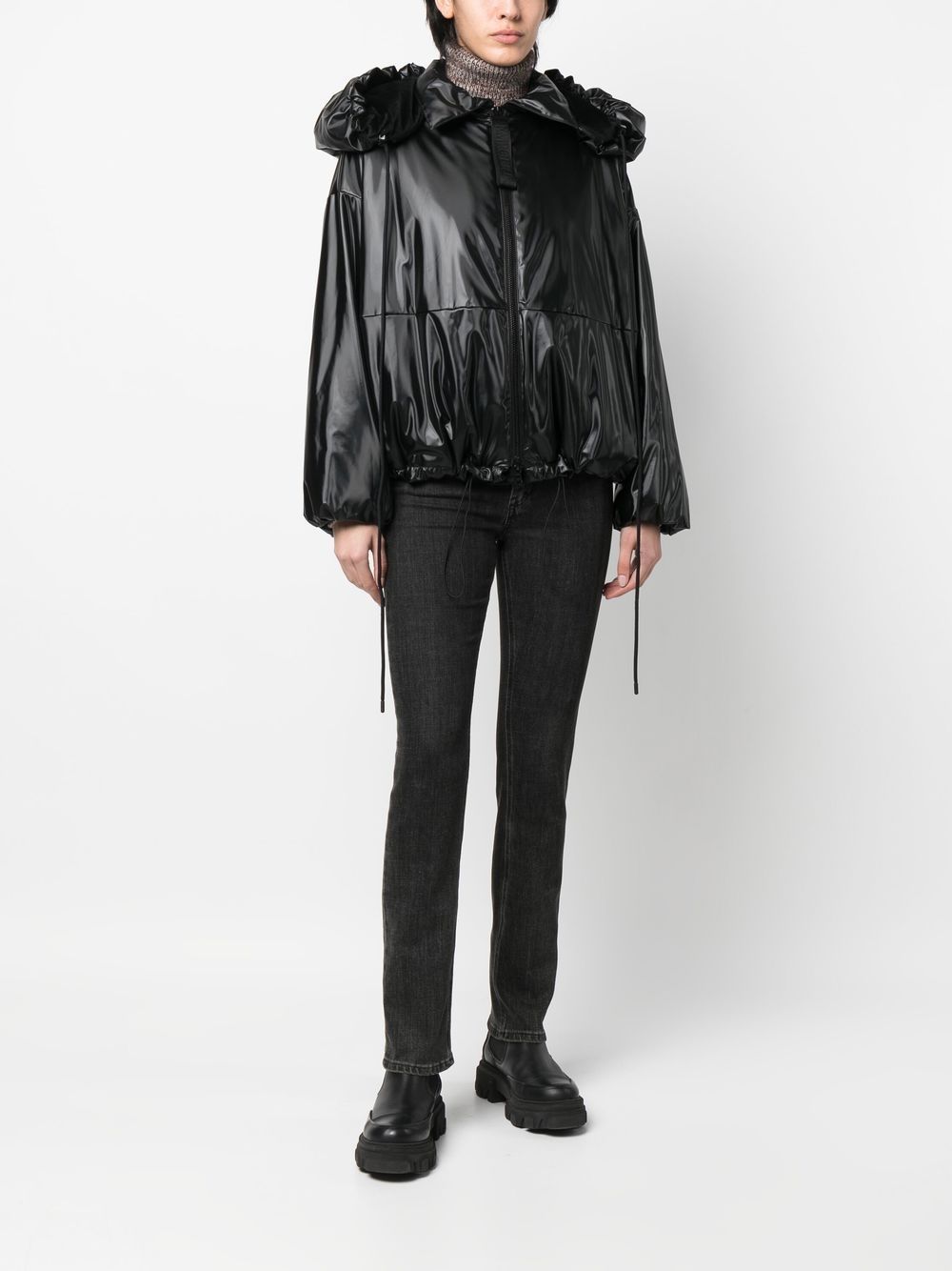 Shop Emporio Armani Boxy Faux-leather Jacket In Black