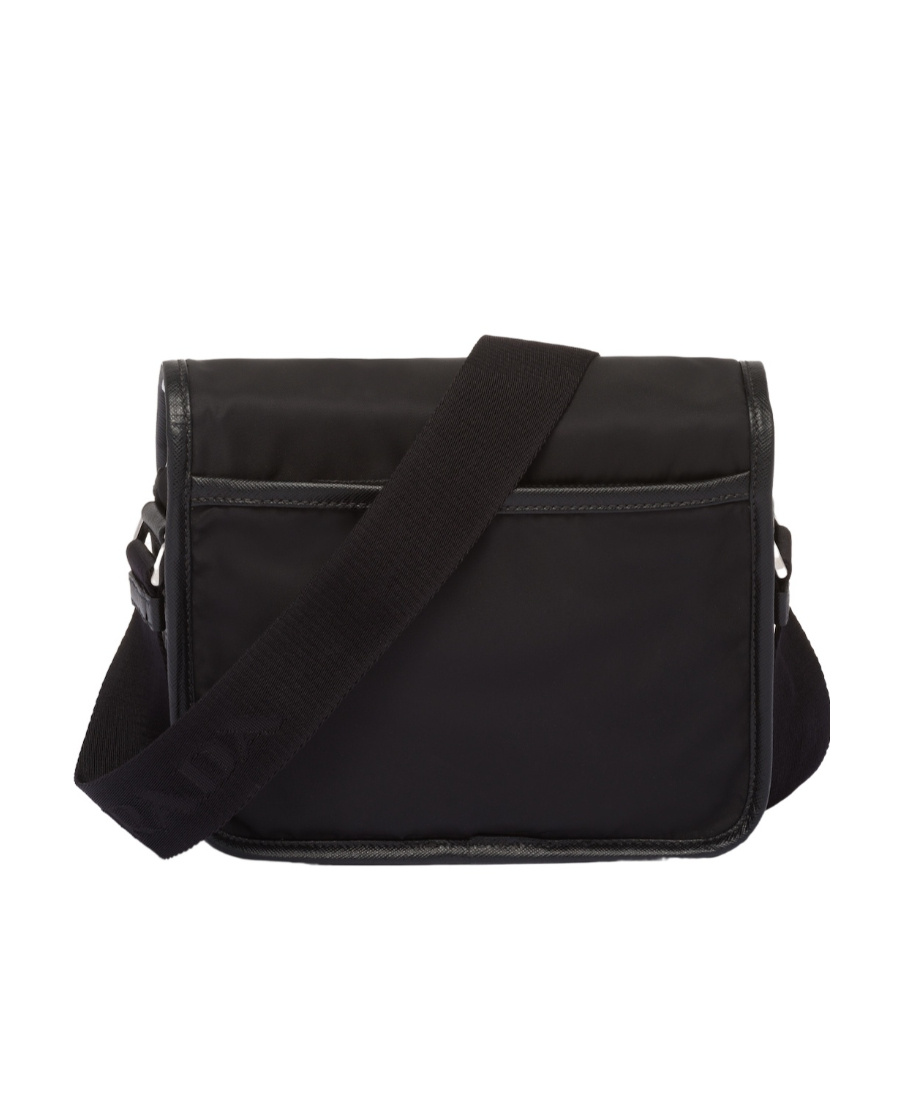 Prada Re-nylon And Saffiano Leather Shoulder Bag In Black