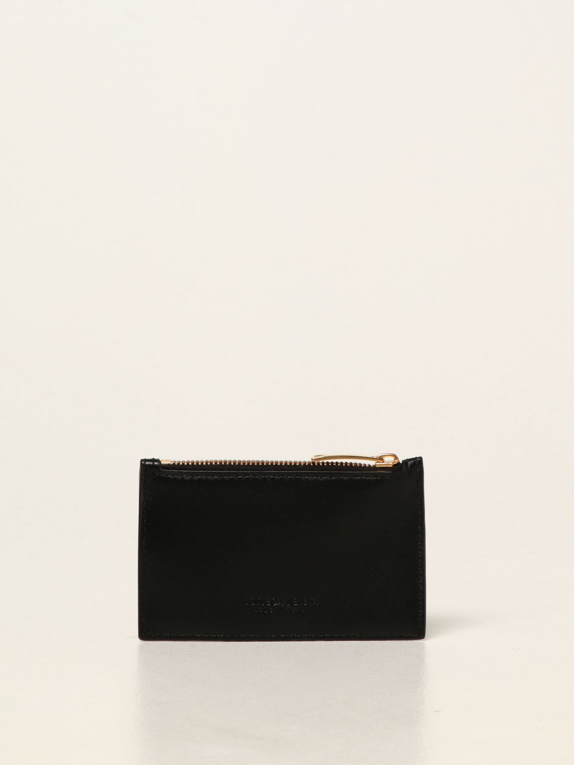 Bottega Veneta Intrecciato Leather Zip-up Purse In Black