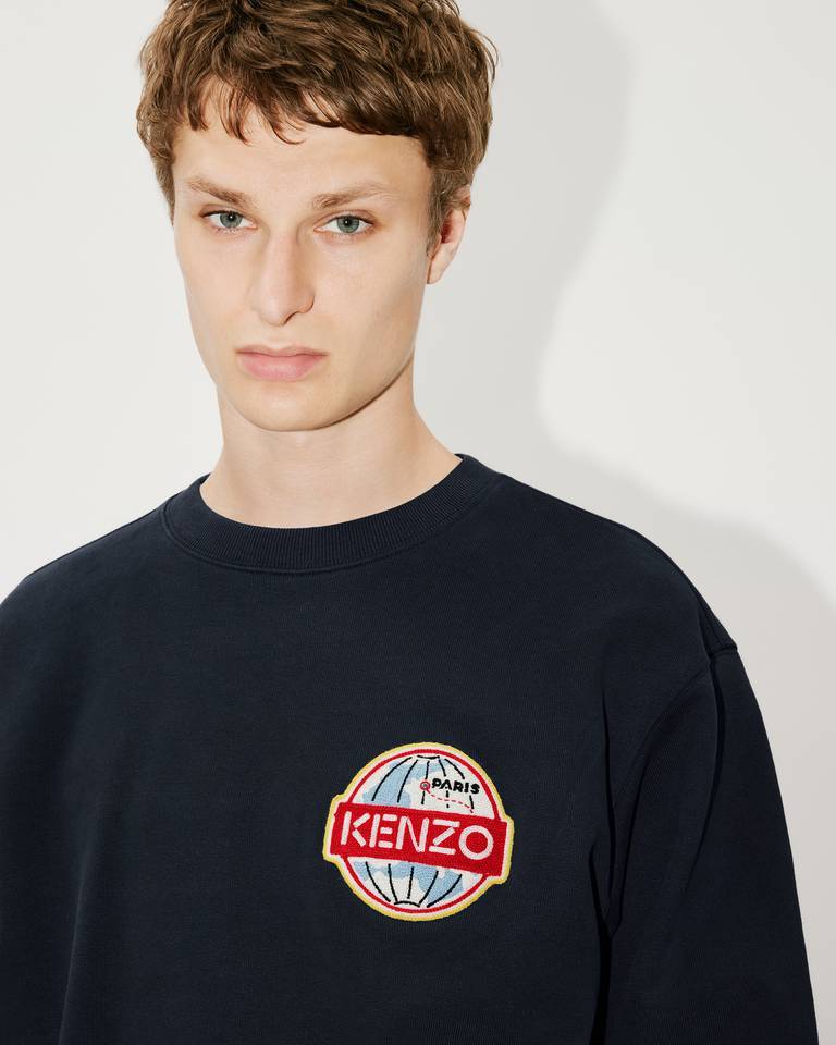 Kenzo Travel Logo Patch Crewneck Sweatshirt In Black