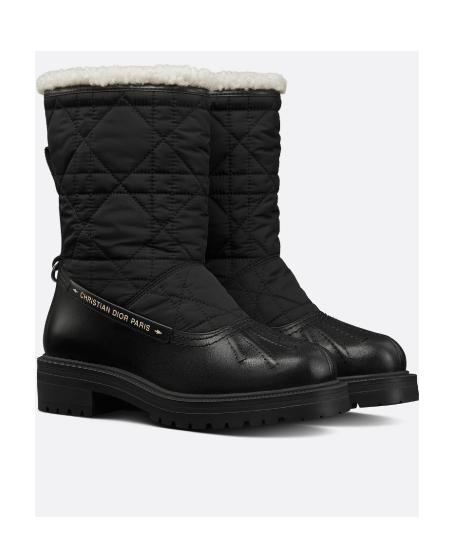 Dior Rattan Check Quilted Short Boots In Black