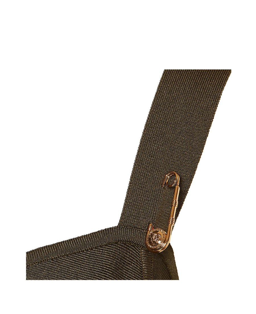 Versace Safety Pin-detail Midi Dress In Green