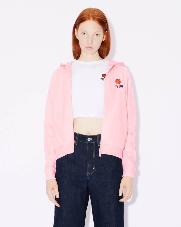 Kenzo Embroidered Tiger Long Sleeve Sweater In Pink