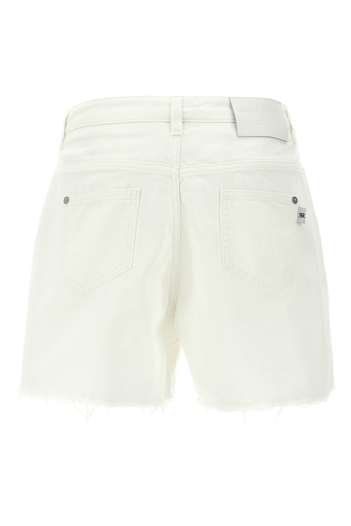 Ermanno Scervino Bermuda Shorts Frayed Hem Detail In White