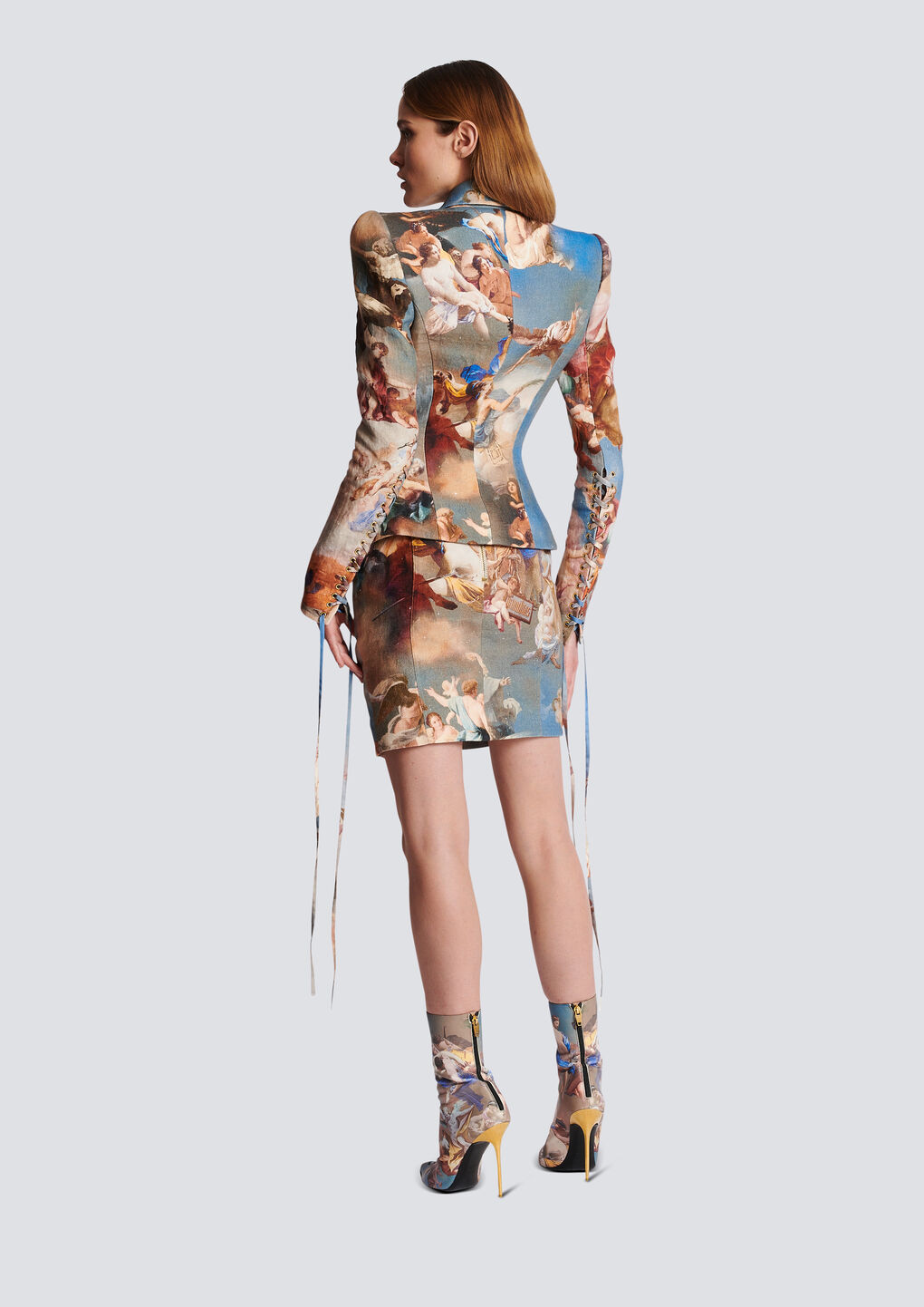 Balmain Slim-fit Sky Printed Canvas Jacket In Nude