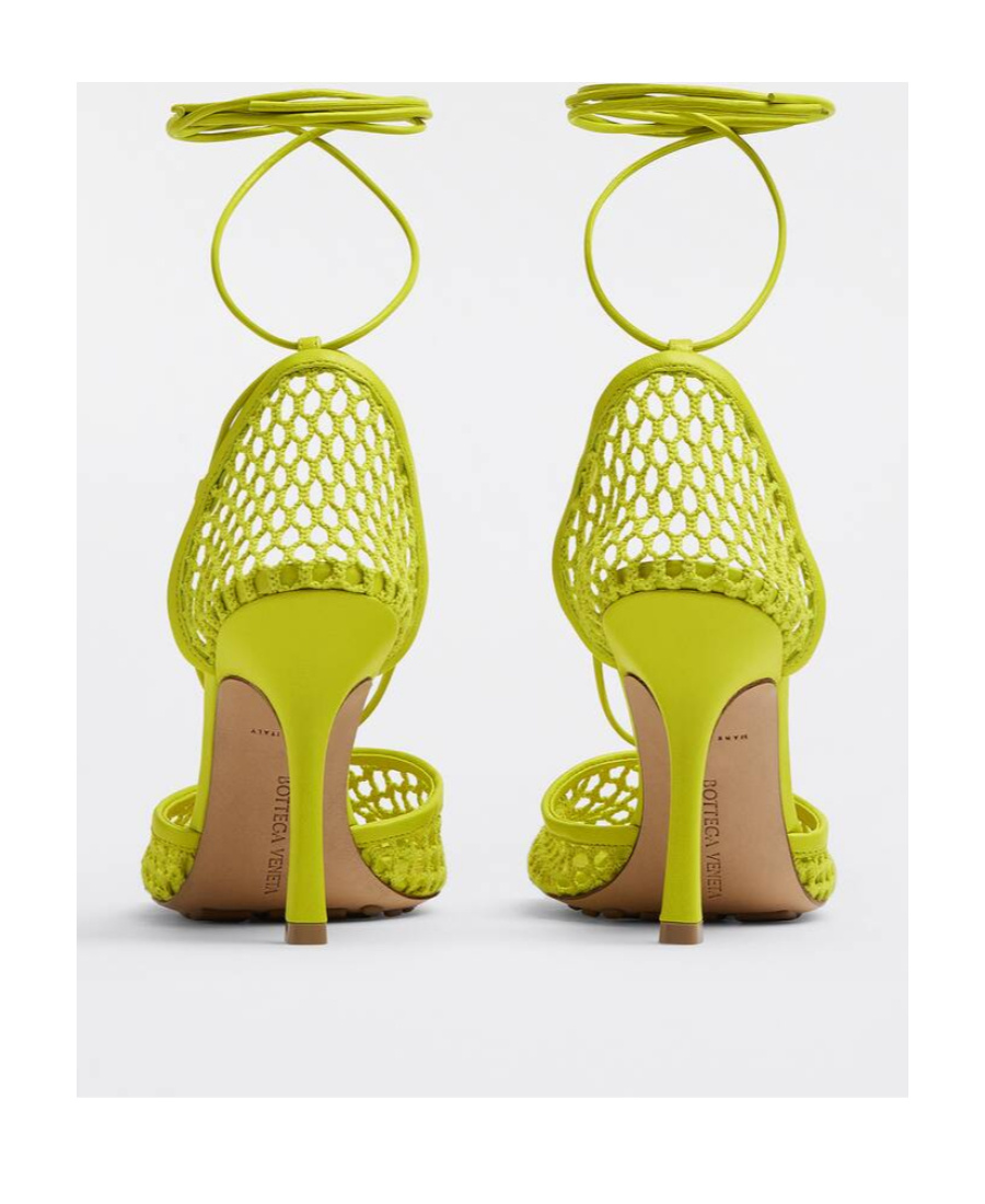 Bottega Veneta Stretch 90 Sandals In Mesh And Leather In Yellow
