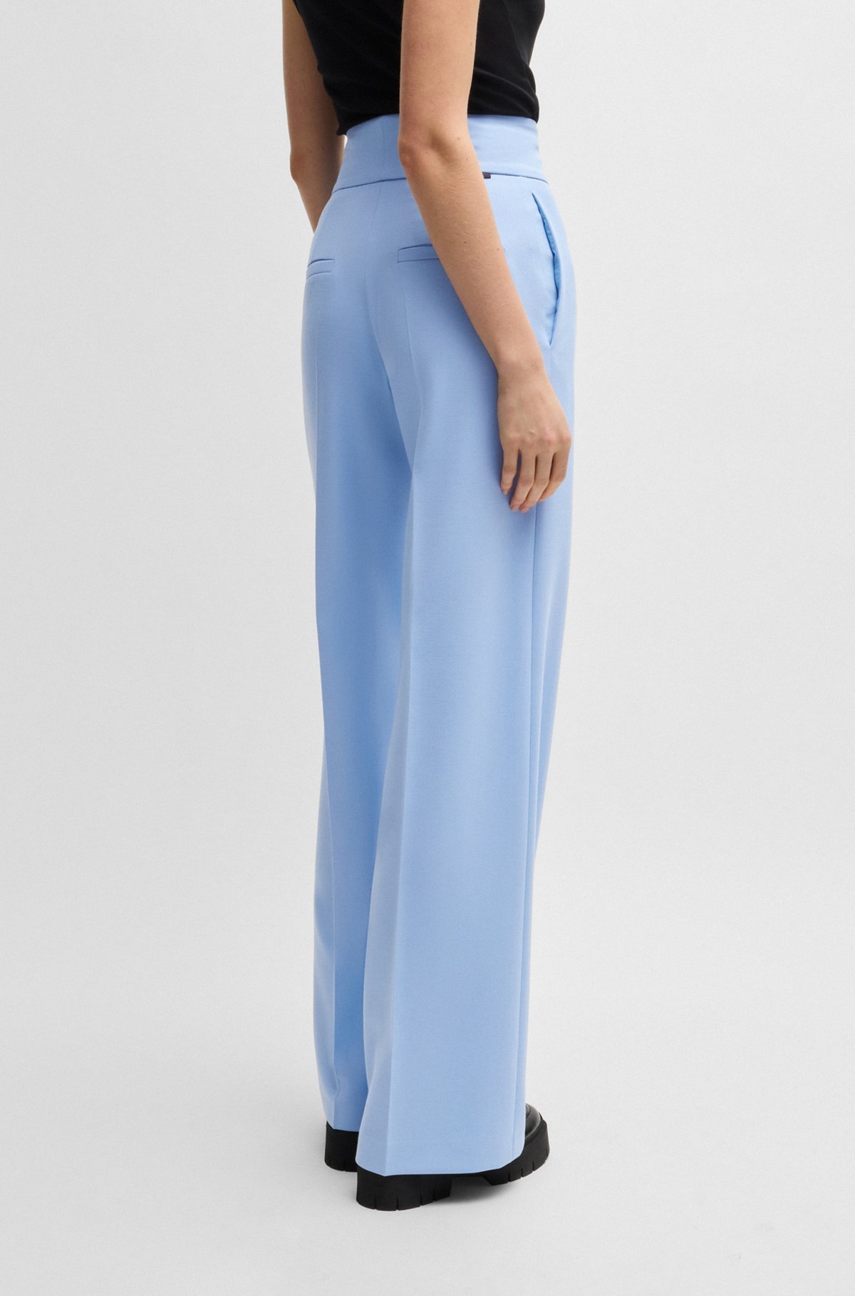 Hugo Boss High-waisted Flared Trousers In Light Blue