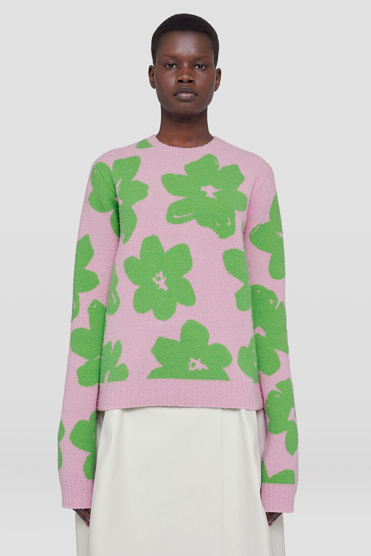 Jil Sander Floral Wool-blend Sweater In Pink