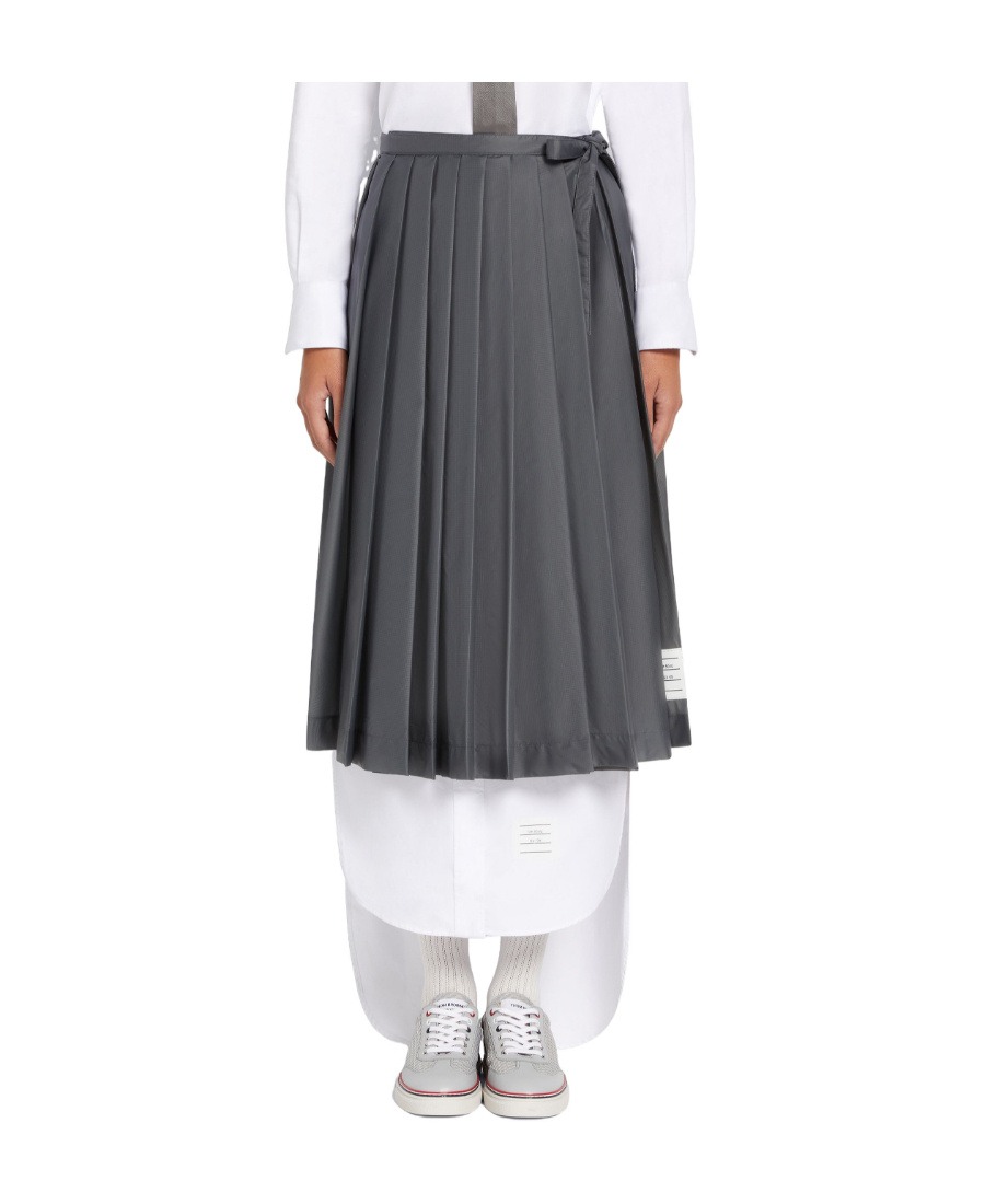 THOM BROWNE PLEATED MIDI SKIRT