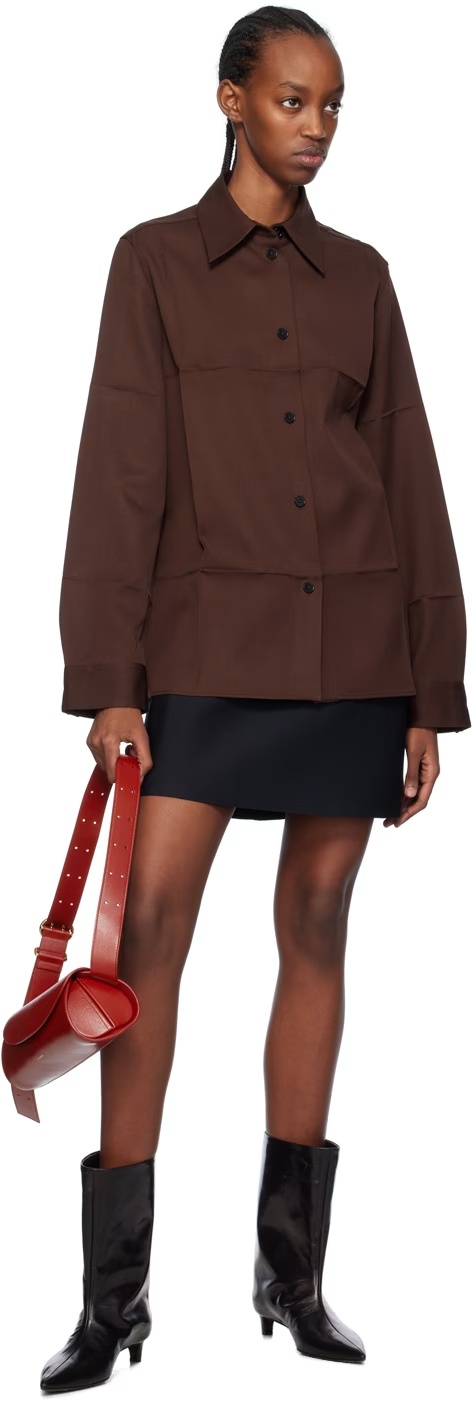 Shop Jil Sander Pointed-collar Virgin Wool Shirt In Red