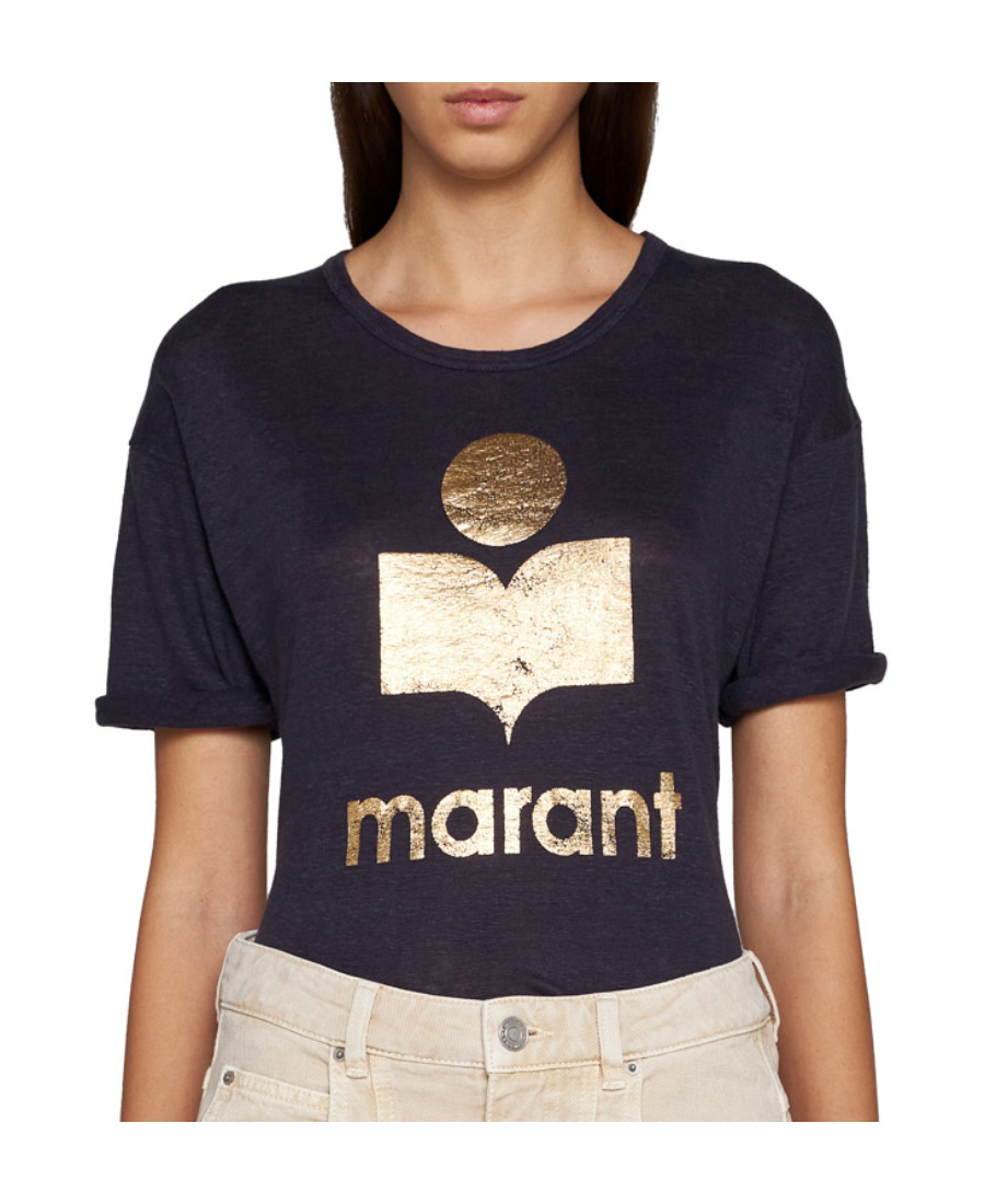 Isabel Marant Étoile 'koldi' Black Crewneck T-shirt With Contrasting Logo In Black