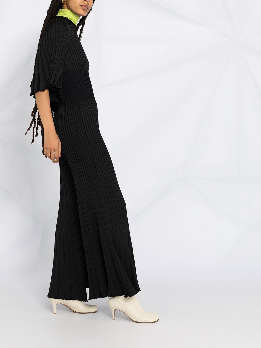 Bottega Veneta Ruffled Pleated Jumpsuit In Black