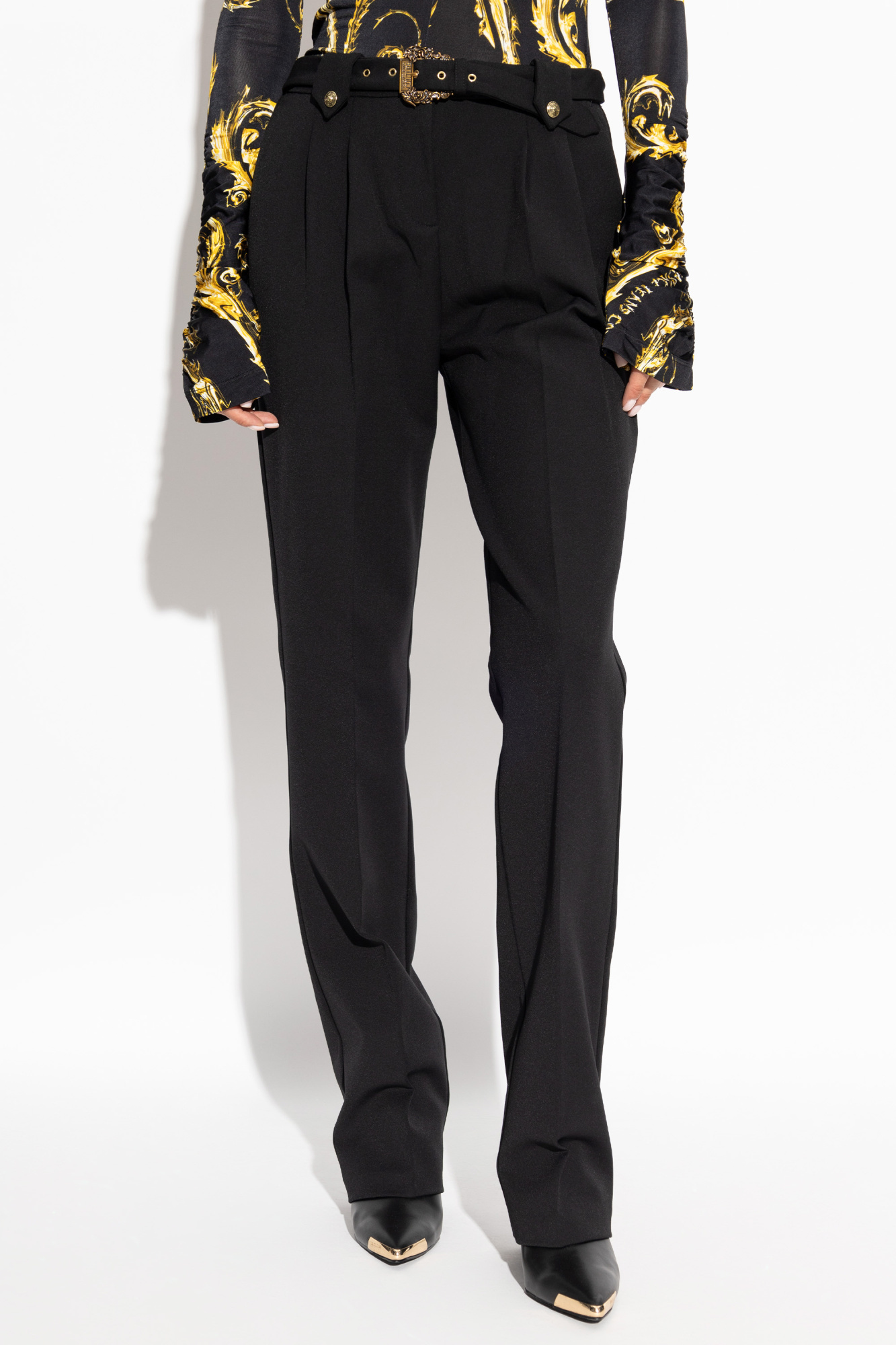 Versace Jeans Belt-loop Casual Pants In Black