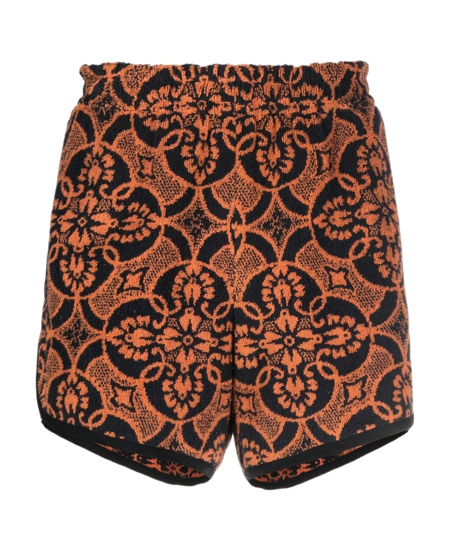 Marine Serre Towelling Finish Running Shorts With Graphic Print In Brown