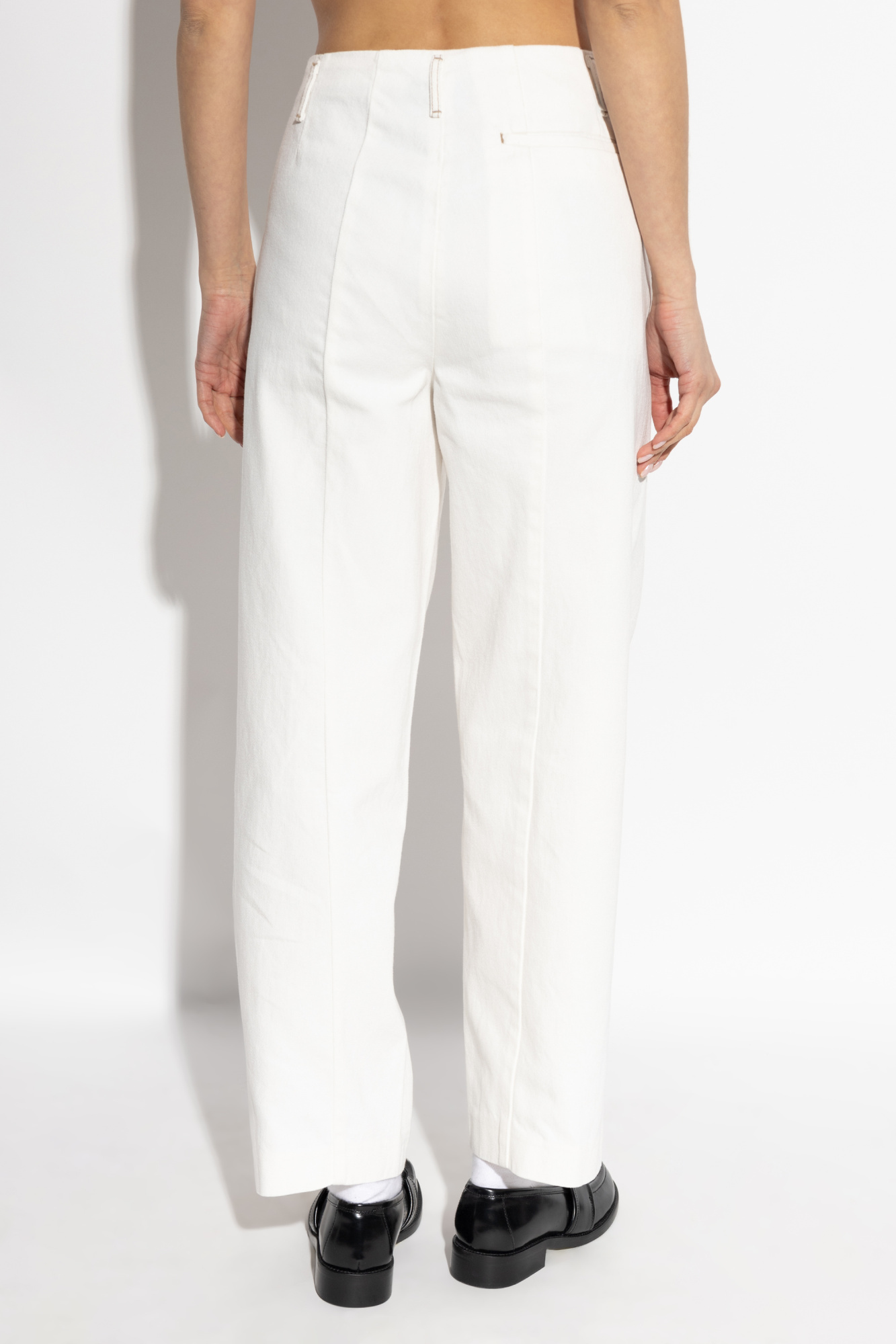 Emporio Armani High-waisted Wide Leg Trousers In White
