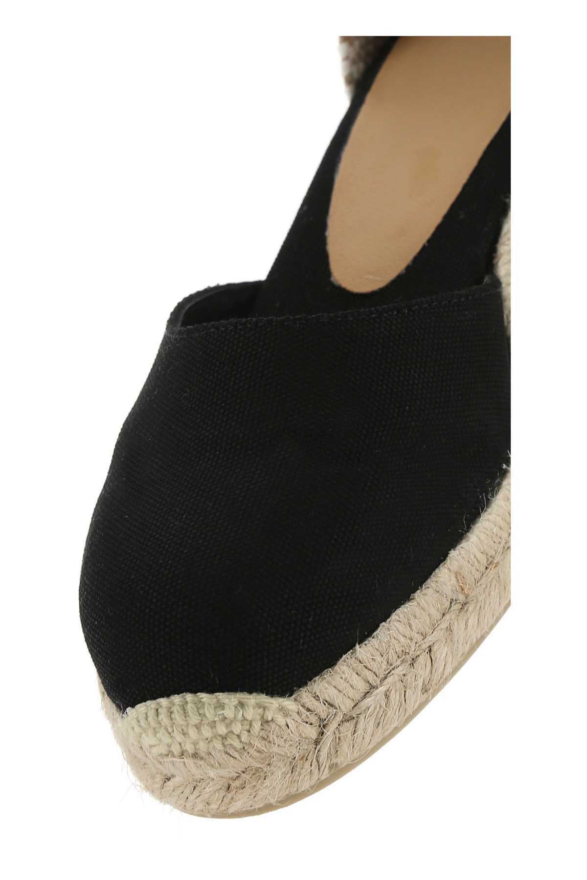 Castaã±er Canvas Carina Closed Toe Espadrille Wedges In Black