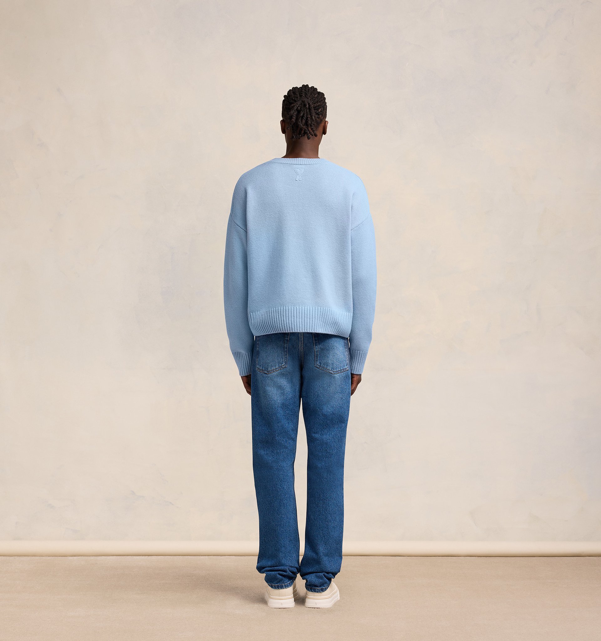Ami Alexandre Mattiussi V-neck Wool Cashmere Sweater In Blue
