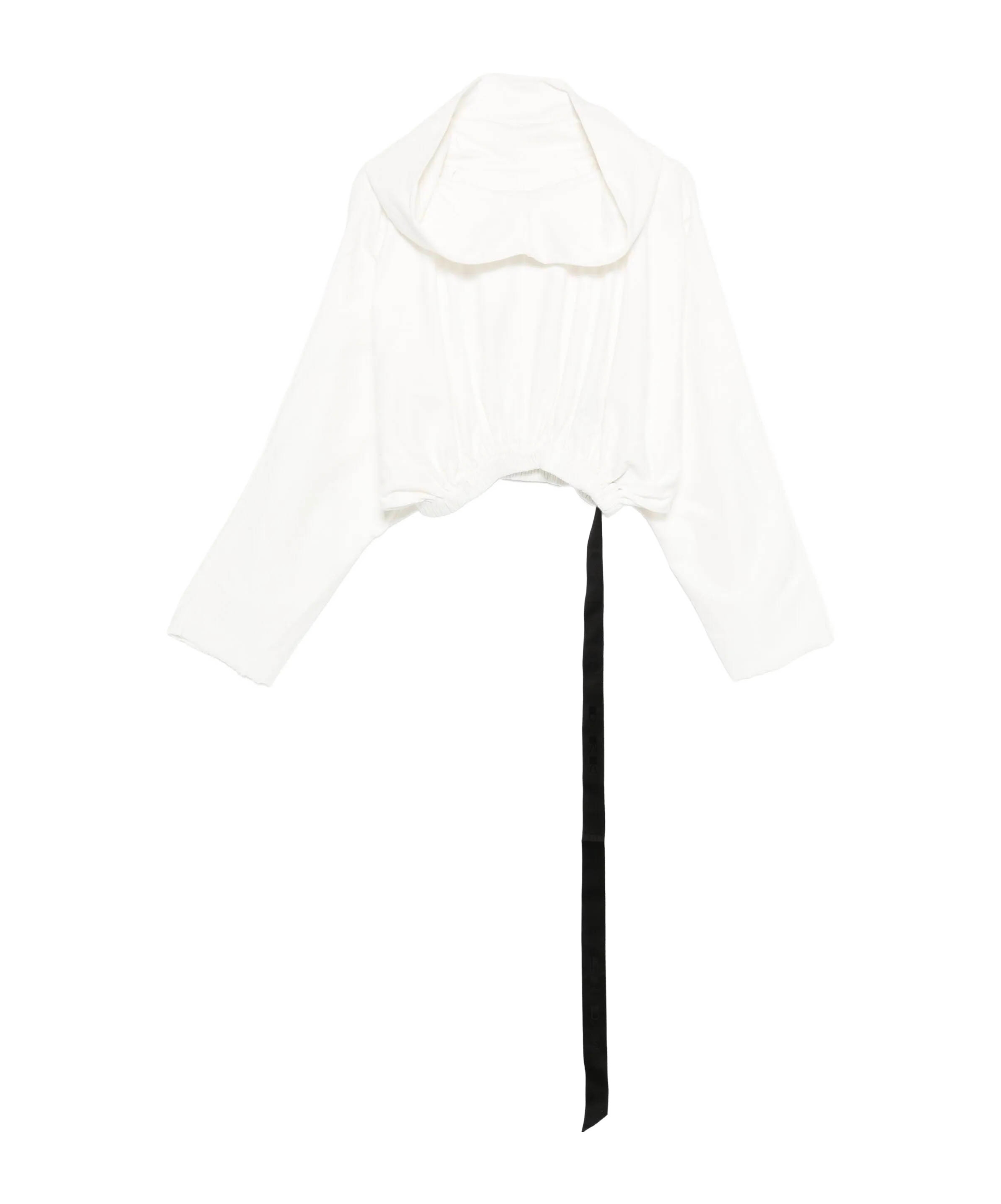 Rick Owens Drkshdw Hooded Cropped Long Sleeve Tunic In White