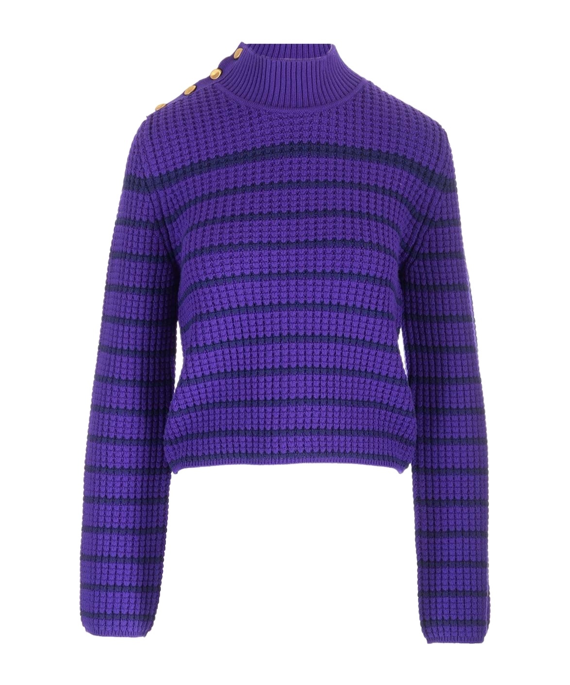 FORTE FORTE FORTE FORTE STRIPED HIGH-NECK JUMPER