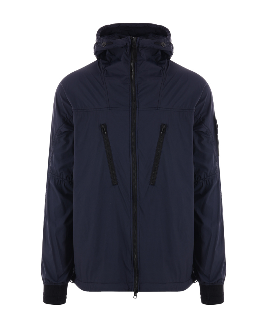 Stone Island Compass-badge Hooded Jacket In Blue