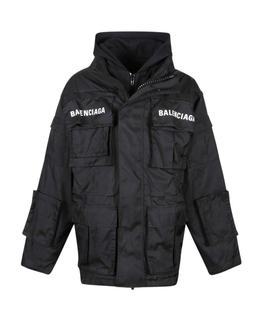 Balenciaga Logo-print Oversized Technical Parka In Black