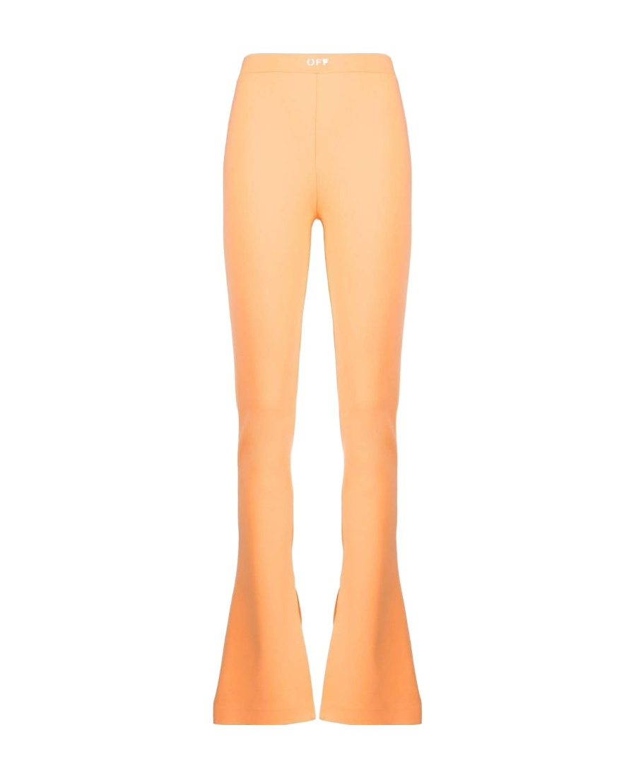 Off-white Sleek Flared Trousers In Nude