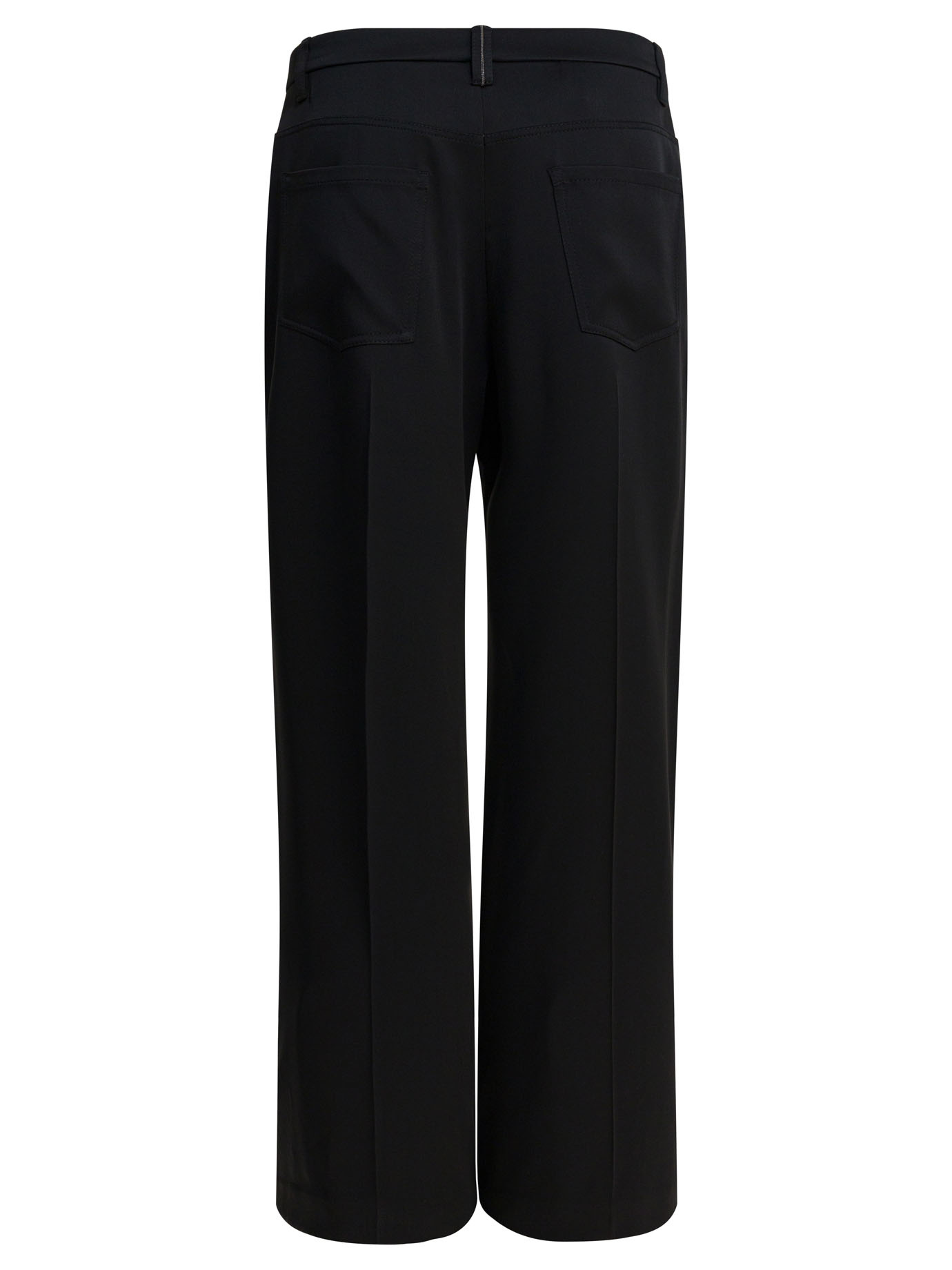 Brunello Cucinelli Wide-leg Trousers Back Pockets In Black