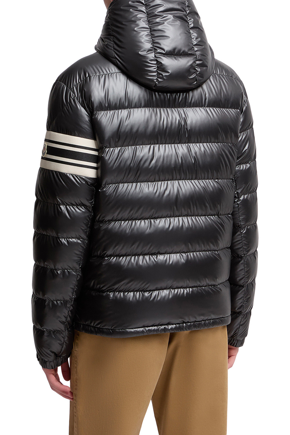 Moncler Men Landre Down Jacket With Contrasting Detail In Black