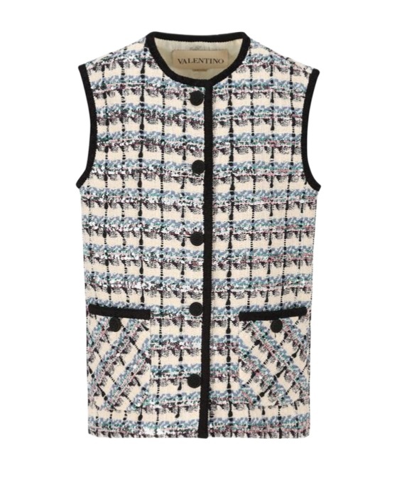 Valentino Sequined Tweed Vest For Chic Looks