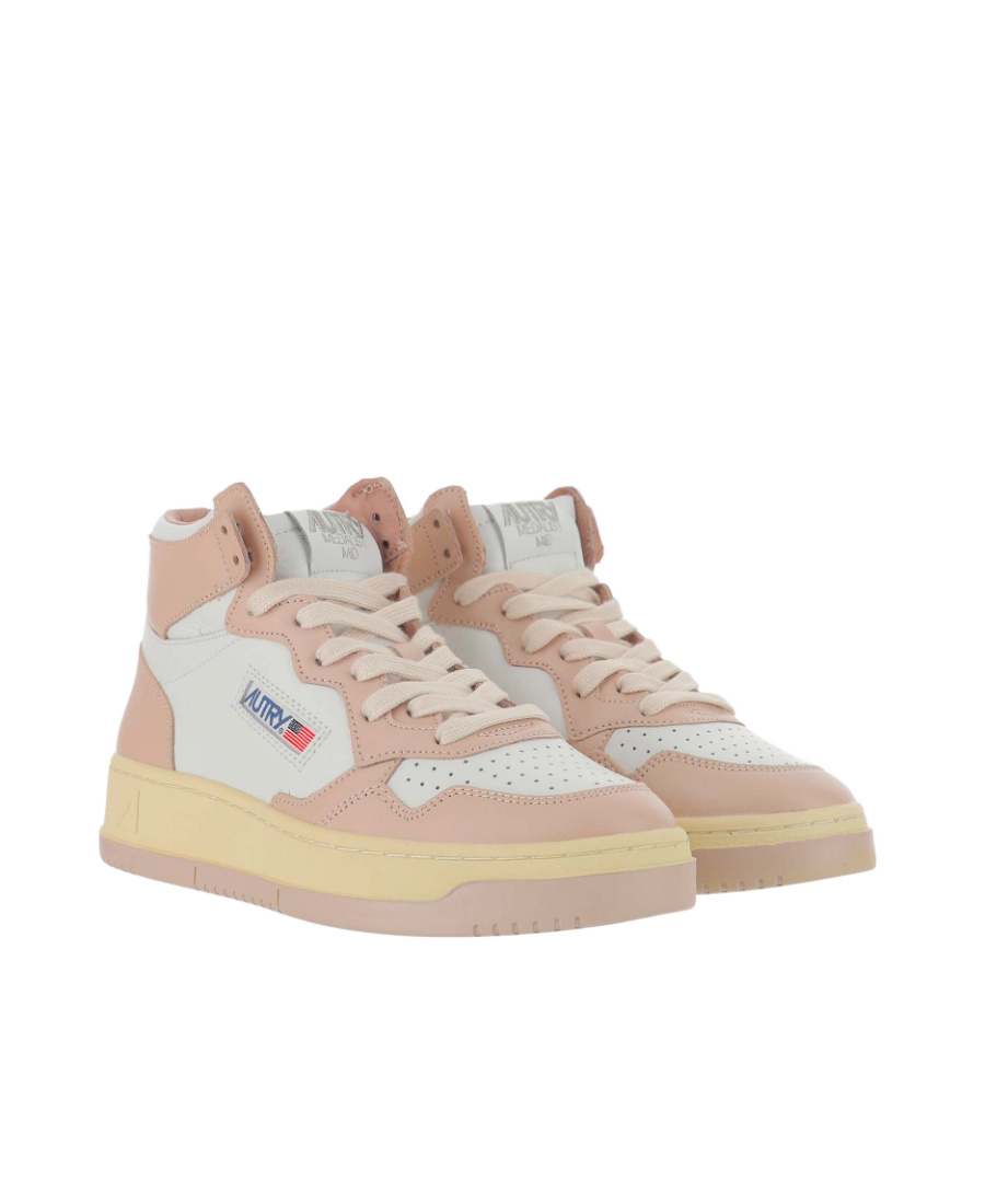 Autry Two-tone Leather High-top Sneakers In Nude